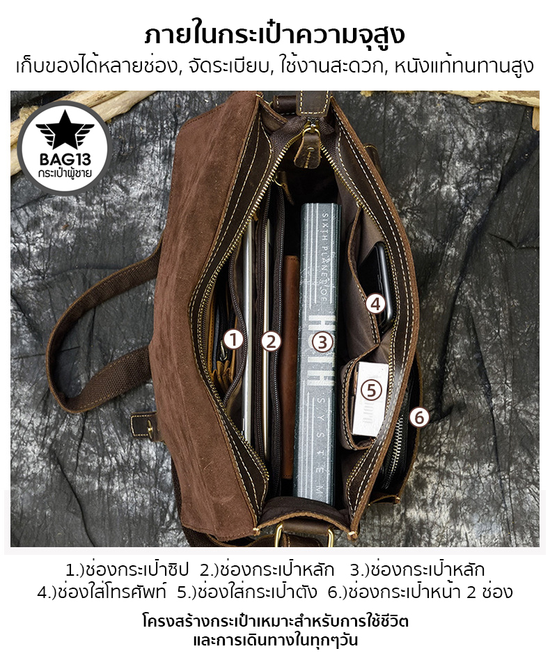 กระเป๋าหนังแท้ กระเป๋าสะพายข้างผู้ชาย [CODE: A047]