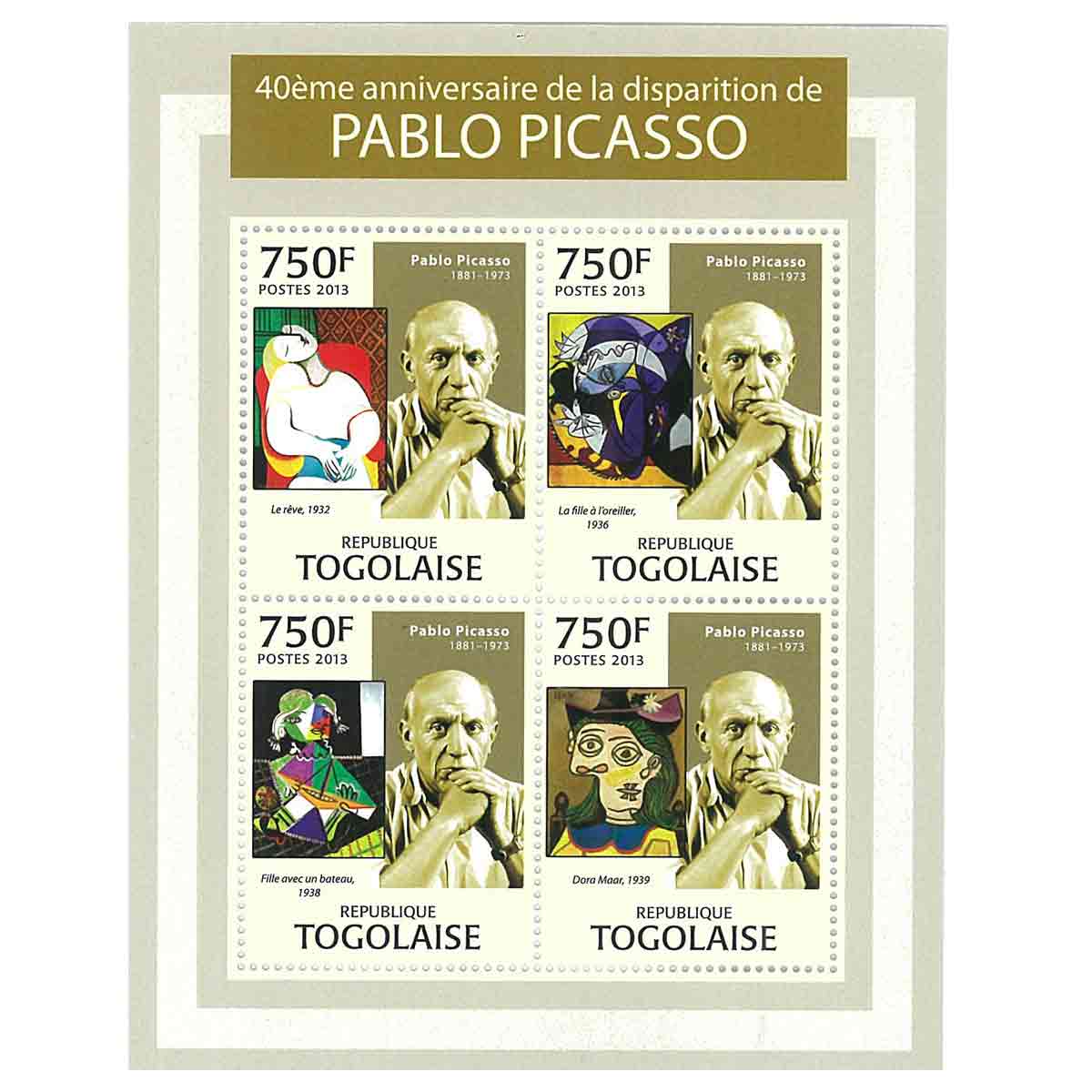 Togo Stamp, 2013 40th Anniversary of the Disappearance of Pablo Picasso, Art, Painting
