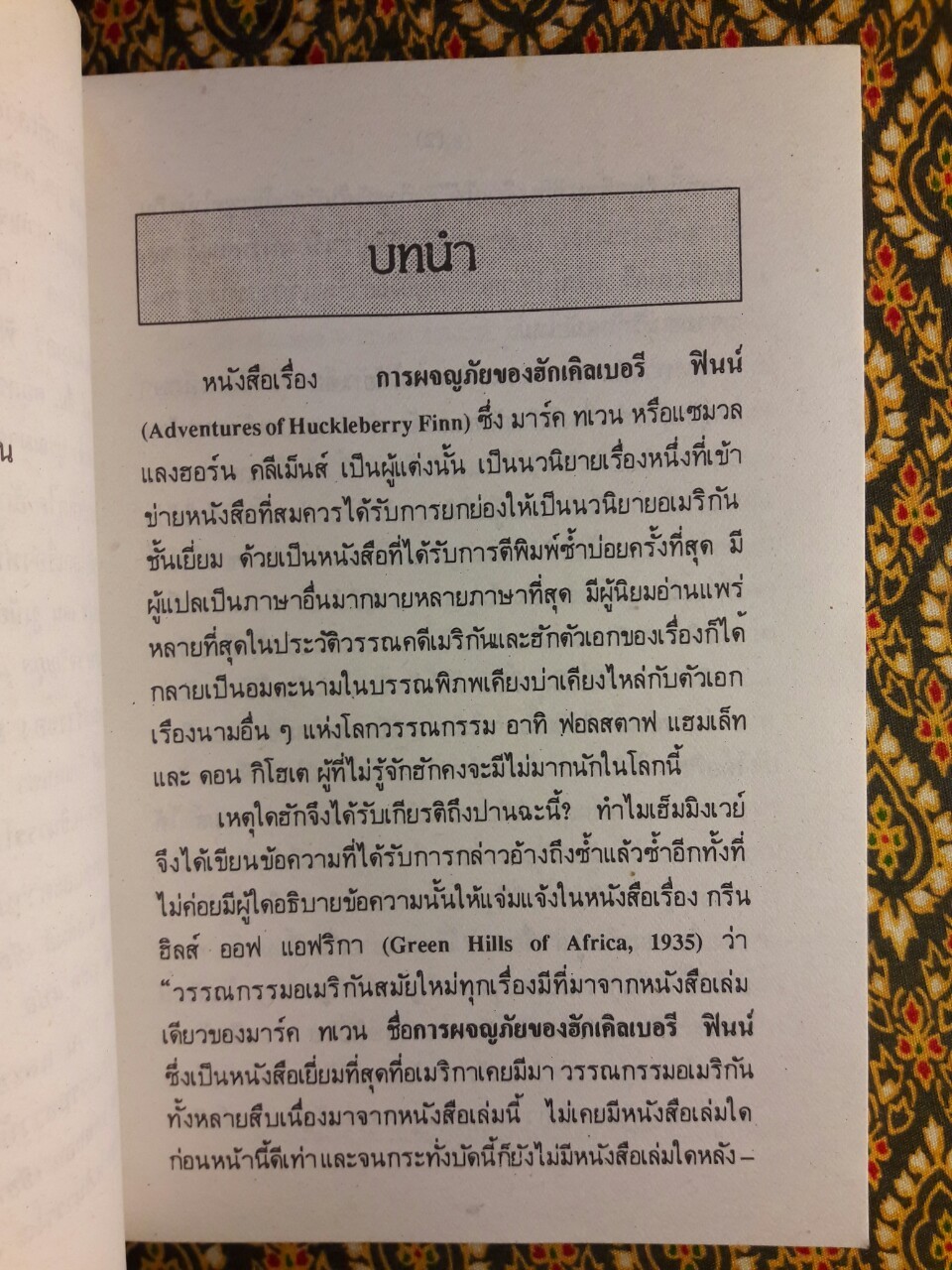 วรรณกรรมวิจารณ์ ฮักเคิลเบอรี ฟินน์ ของ มาร์ค ทเวน