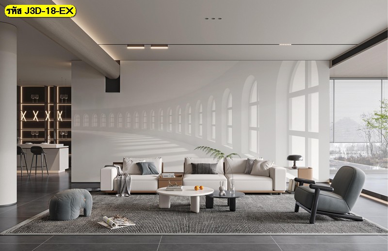 วอลเปเปอร์ลายโถงทางเดินแสงเงา ช่วยปรับมุมมองห้องให้ลึกขึ้น ใช้สั่งผลิตตามขนาดเพื่อสร้างผนังเด่นแบบโมเดิร์น