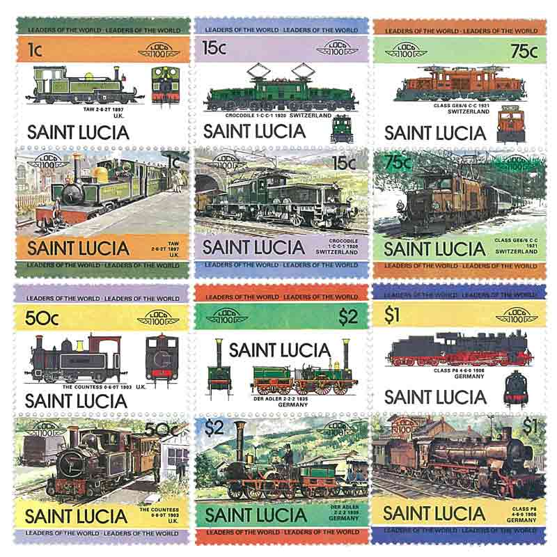Saint Lucia Stamp, Train, Locomotive, Railway
