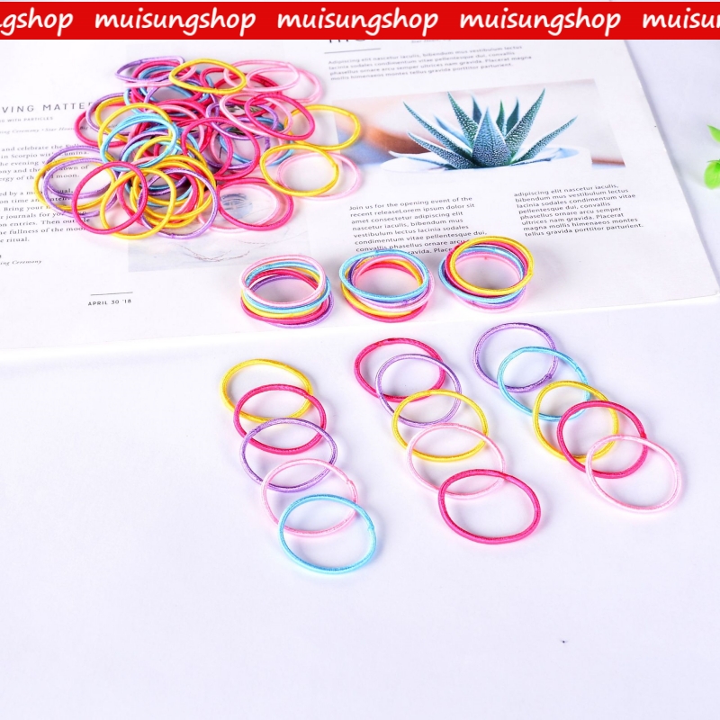 MUISUNGSHOP (100 เส้น) ที่รัดผม ยางรัดผม ยางมัดผม สำหรับเด็ก ขนาด 3 ซม.
