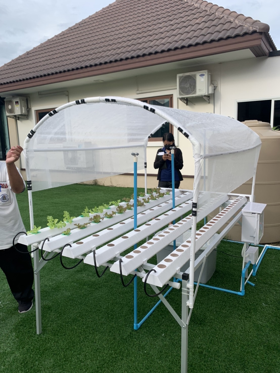 ชุดปลูกผักไฮโดรโปนิกส์ แบบตั้งโต๊ะ ขนาด 2 m. 4 รางปลูก+2รางอนุบาล