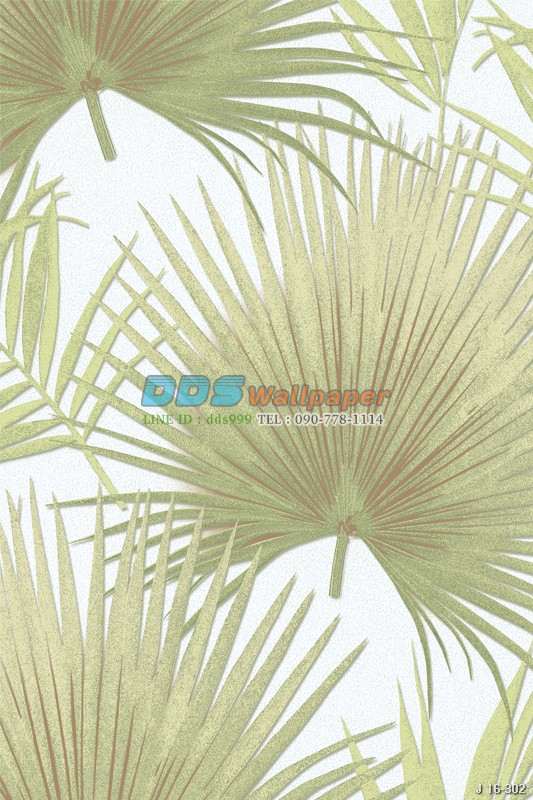 JPOP15-71 ลายใบไม้ สีเขียว