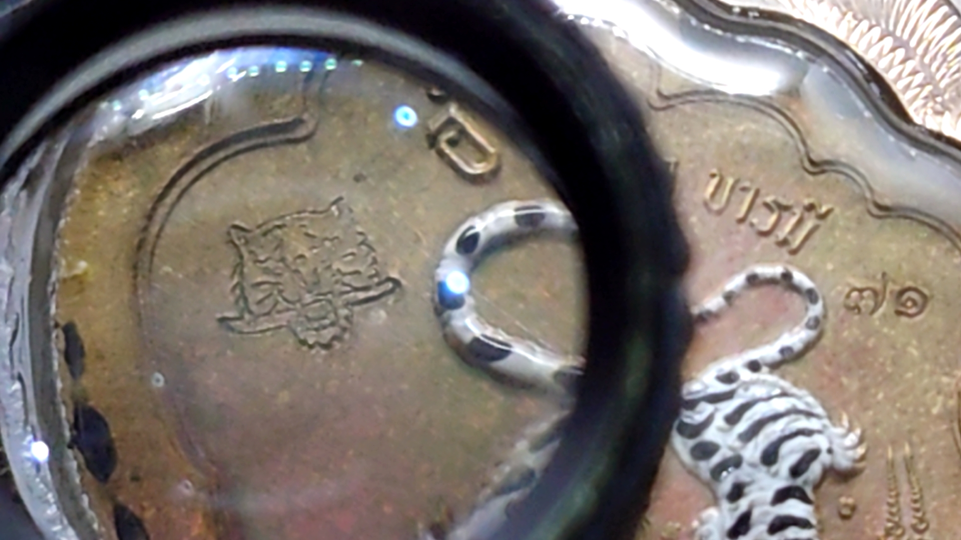 เหรียญเสมาเสือคาบดาบ รุ่น1 (แจกยกลัง ตอกพิเศษ หัวเสือ)ชนวนหน้ากากทองทิพย์ ขอบอัลปาก้า ลงยาเสือดำ หน้า หลัง หลวงพ่อพัฒน์ วัดห้วยด้วน โคท 71(SKU-03458)