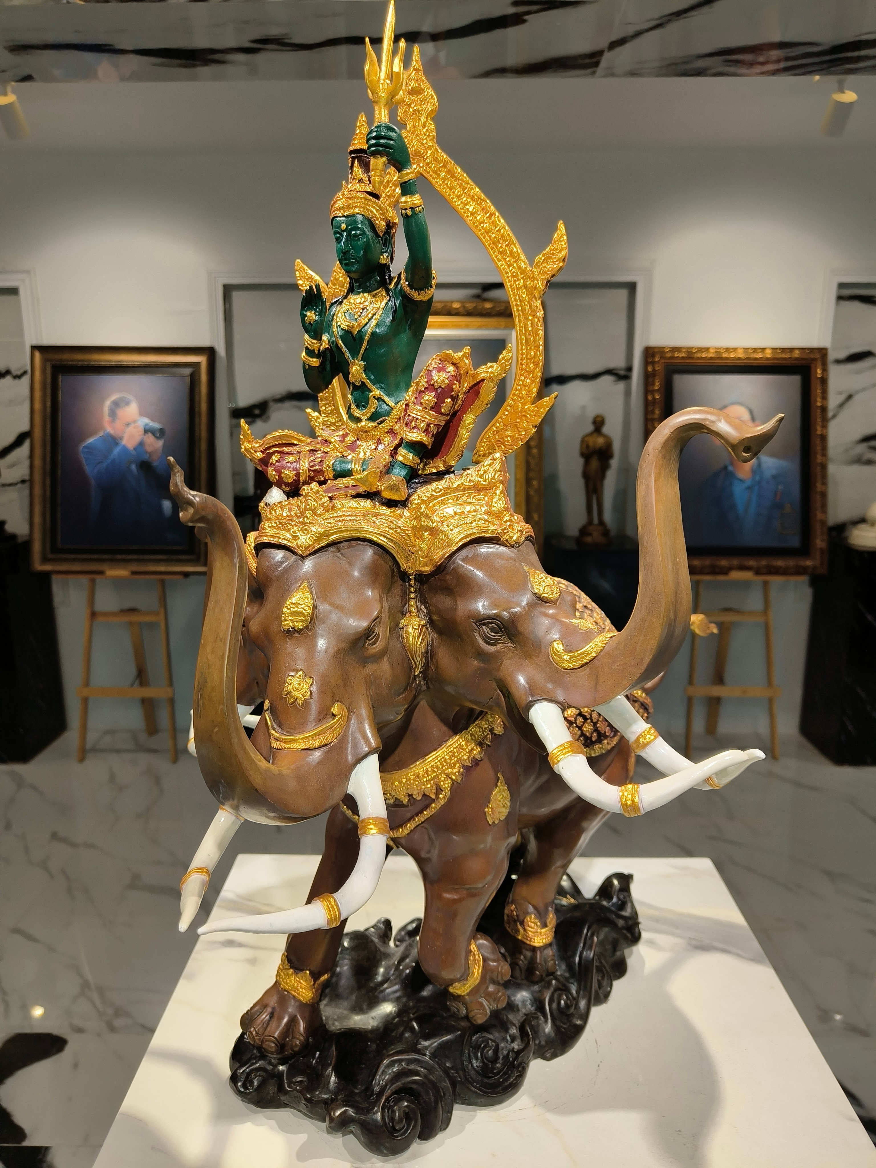 รูปหล่อ พระอินทร์ทรงช้างเอราวัณ สูง 27 นิ้ว