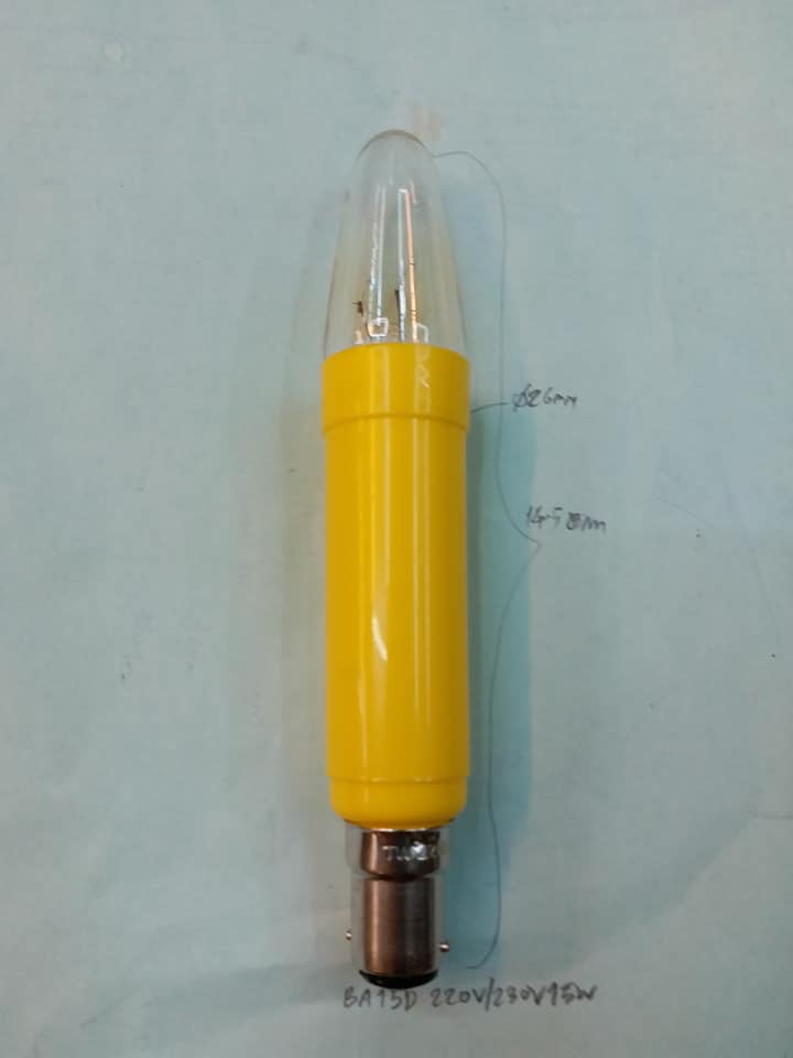 หลอดไฟเจ้าที่หลอดไฟเทียนเหลืองหลอดใสหลอดไฟ220V-230VAC15Wขั้วBA15Dขั้ว2จุดชนาดเส้นผ่านศูนย์กลางขั้วอ้วน15mmหลอดไฟ220VACหลอดไส้220VACหลอดสีใสขนาดเส้นผ่านศูนย์กลางอ้วน26มม.ยาว145มม.ขาลวดทองแดงขายหลอดไฟหลอดไส้หลอด220V(26x145mm) ราคา ดวงละ ราคา ดวงละ ราคา ตัวล