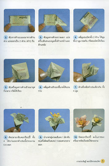 การประดิษฐ์ดอกไม้จากธนบัตร