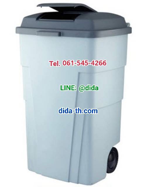 ถังขยะเทศบาล มีล้อเข็นขนาด 120 ลิตร รุ่นมีฝาเปิด สีเทา