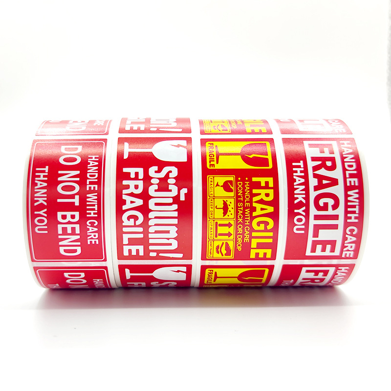 MUISUNGSHOP ★250/ม้วน★ สติ๊กเกอร์ระวังแตก Fragile Sticker