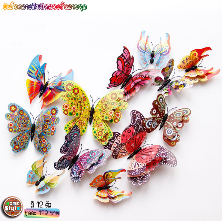 ชุดผีเสื้อ 3 มิติ ปีก2ชั้น ติดผนัง