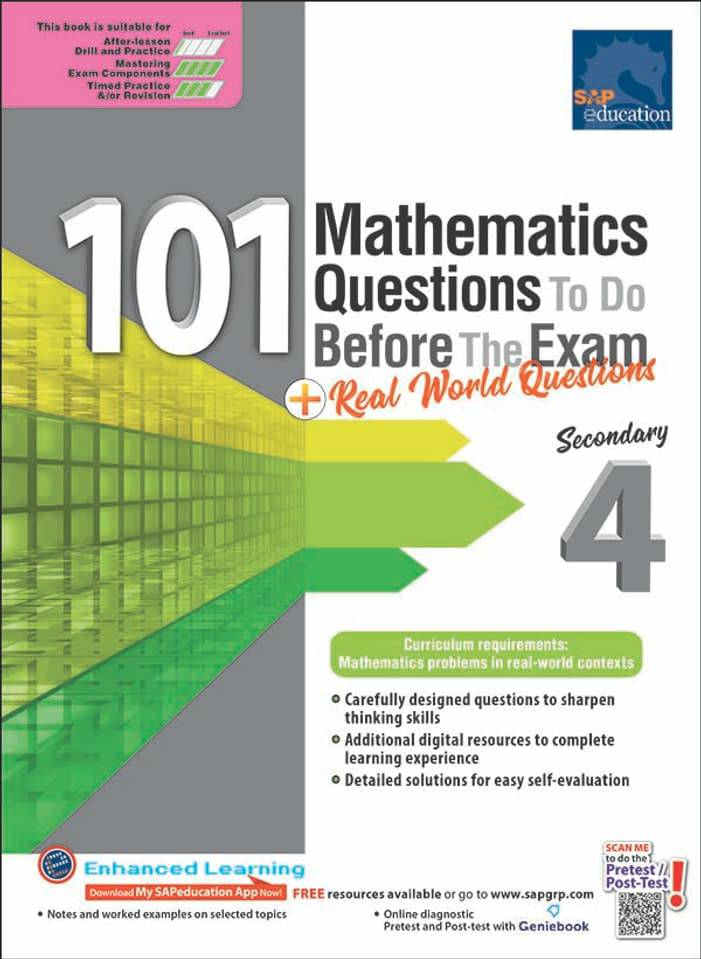 แบบฝึกหัดคณิตศาสตร์ภาอังกฤษ ม.4 101 Mathematics Questions To Do Before The Exam + Real World Questions Secondary 4