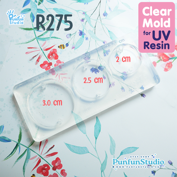 R275 2-Sided Hole Round Shape Mold / 3 in 1 / Size 3.0, 2.5, 2.0 CM / Clear Silicone Mold for UV Resin / Silicone Mold