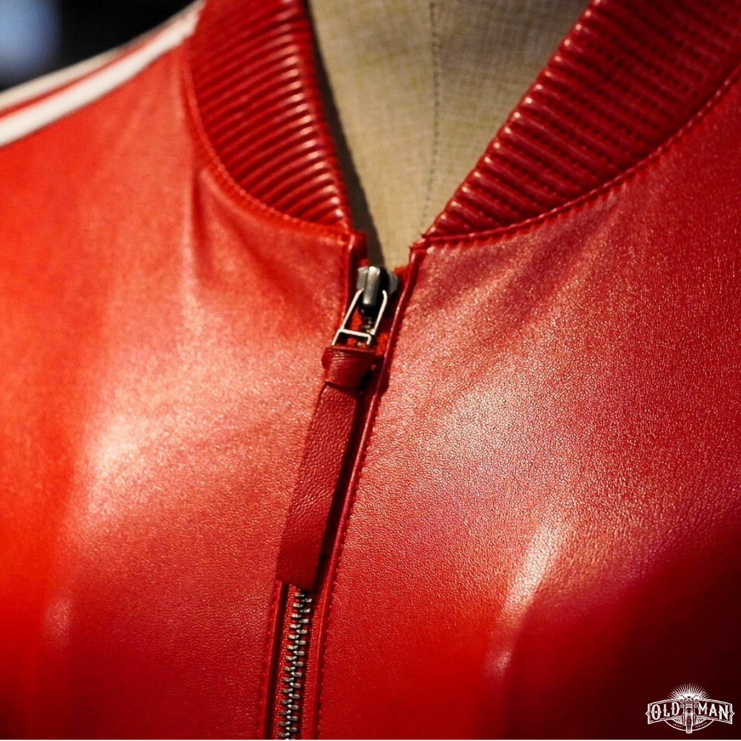 เสื้อหนังแท้ Street boy สีแดง (กรุณาสอบถามไซส์ก่อนสั่งซื้อ)