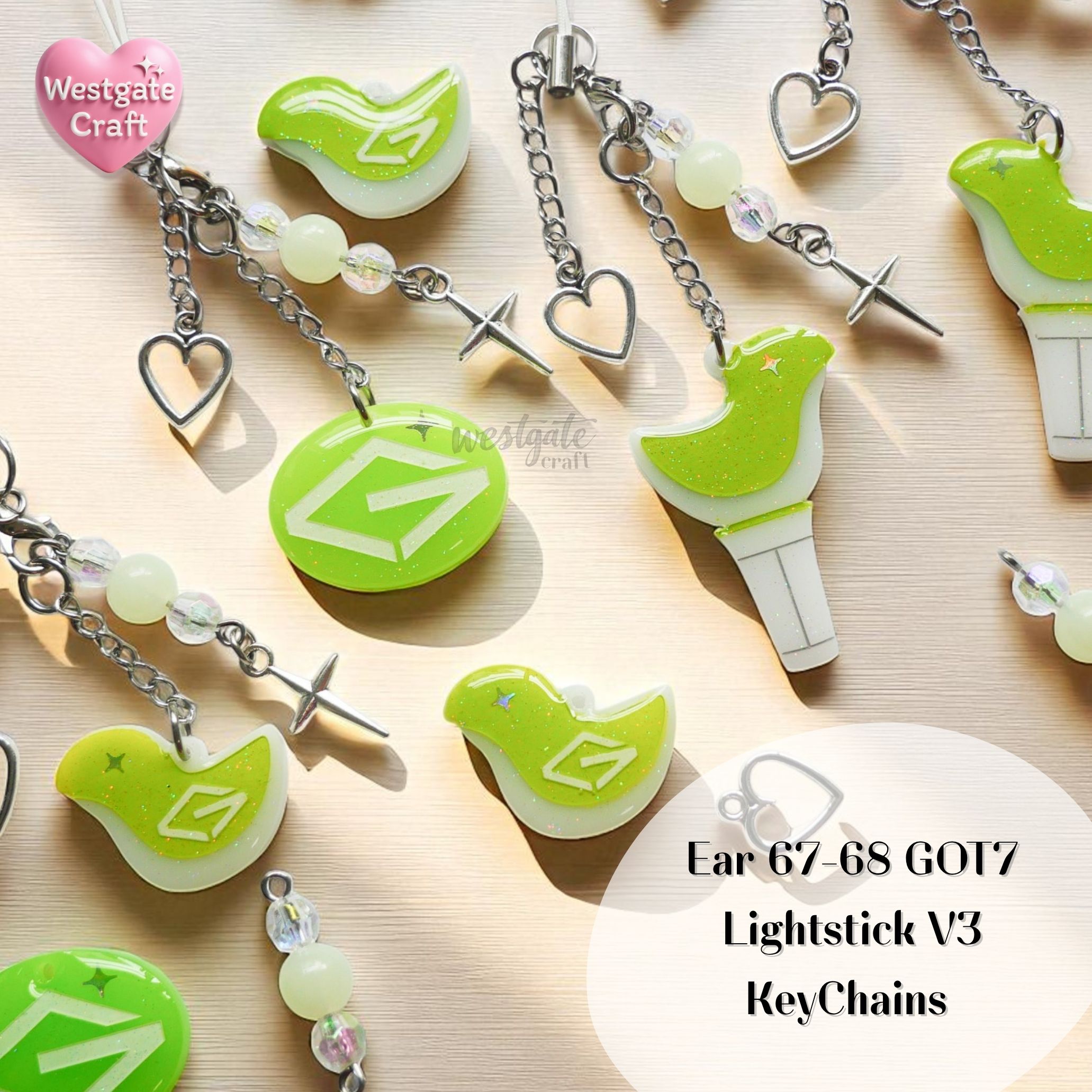 พวงกุญแจ Kpop Ear 67-38 Lightstick V3 / พวงกุญแจเรซิ่น Got / Handmade
