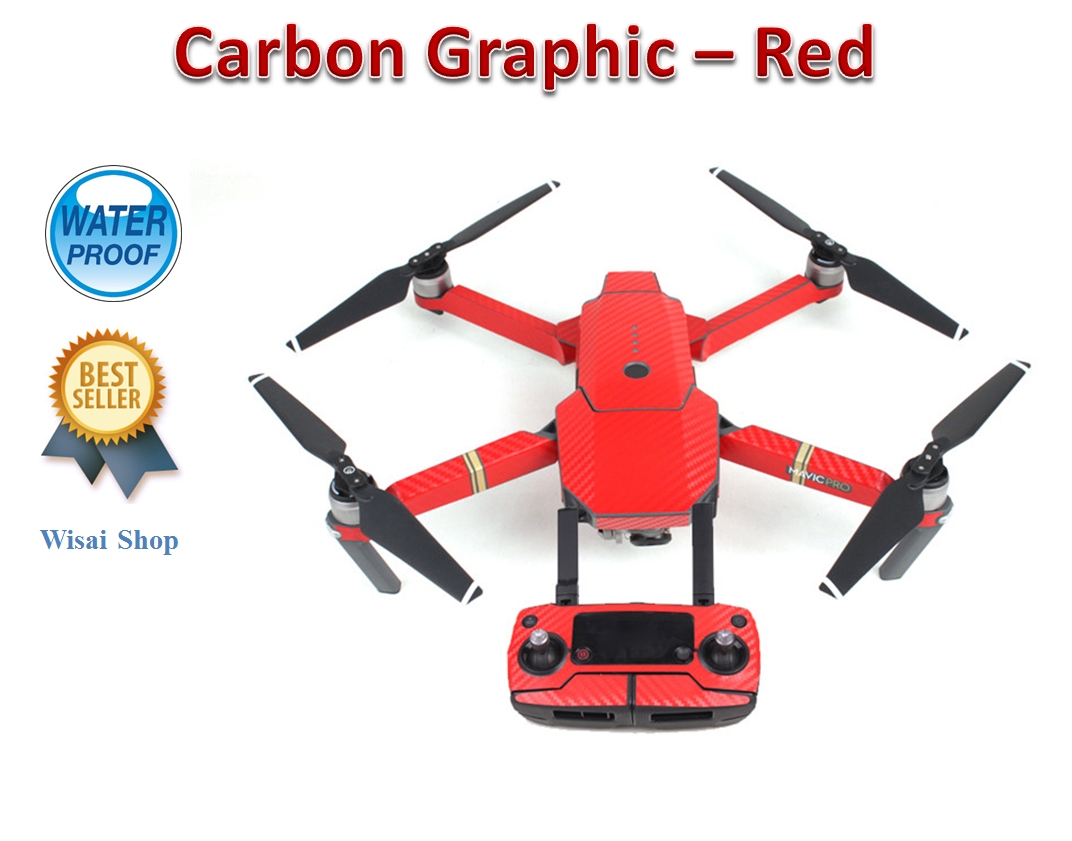 สติกเกอร์แบบ Carbon Graphic สำหรับ DJI Mavic Pro - สีแดง