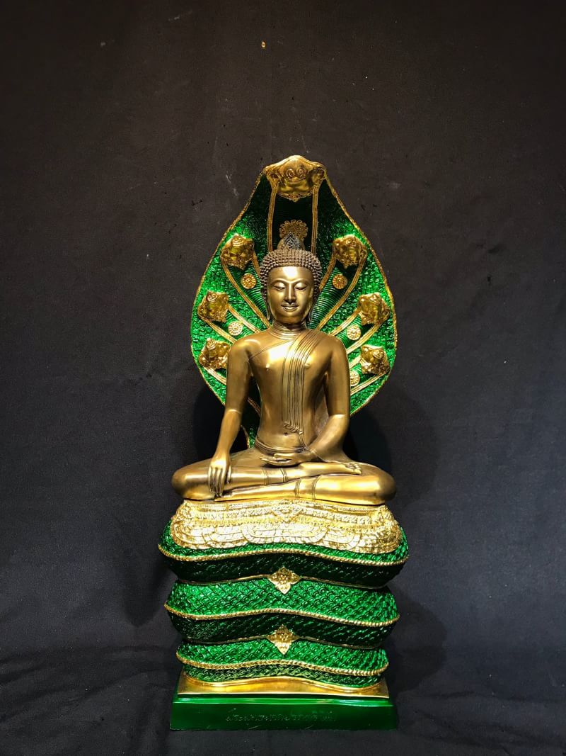 พระพุทธรูป พระพุทธนาคปรกศรีวิชัย หน้าตัก9"(2ถอด) วัดเวียง อำเภอไชยา จังหวัด สุราษฎร์ธานี ปี พ.ศ. 2525