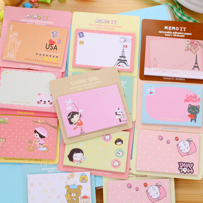 MUISUNGSHOPกระดาษโน๊ตมีกาว Post-it โพสอิท การ์ตูน สไตล์เกาหลี คละลาย