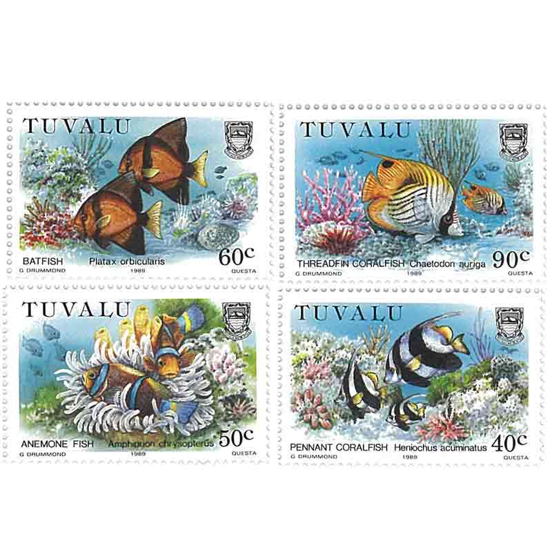 Tuvalu Stamp, Fish, Marine Life, Coral Reef