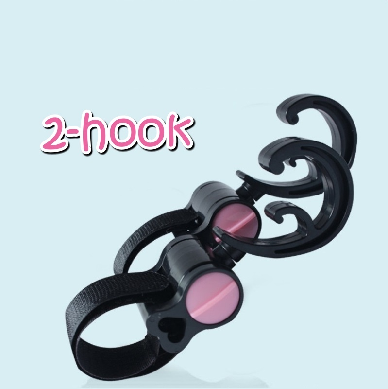 Muisungshop (2 ชิ้น) ตะขอแขวนสัมภาระติดรถเข็นเด็ก ที่แขวนของอเนกประสงค์สำหรับรถเข็นเด็ก Stroller Hook ที่แขวนของแบบหมุนได้
