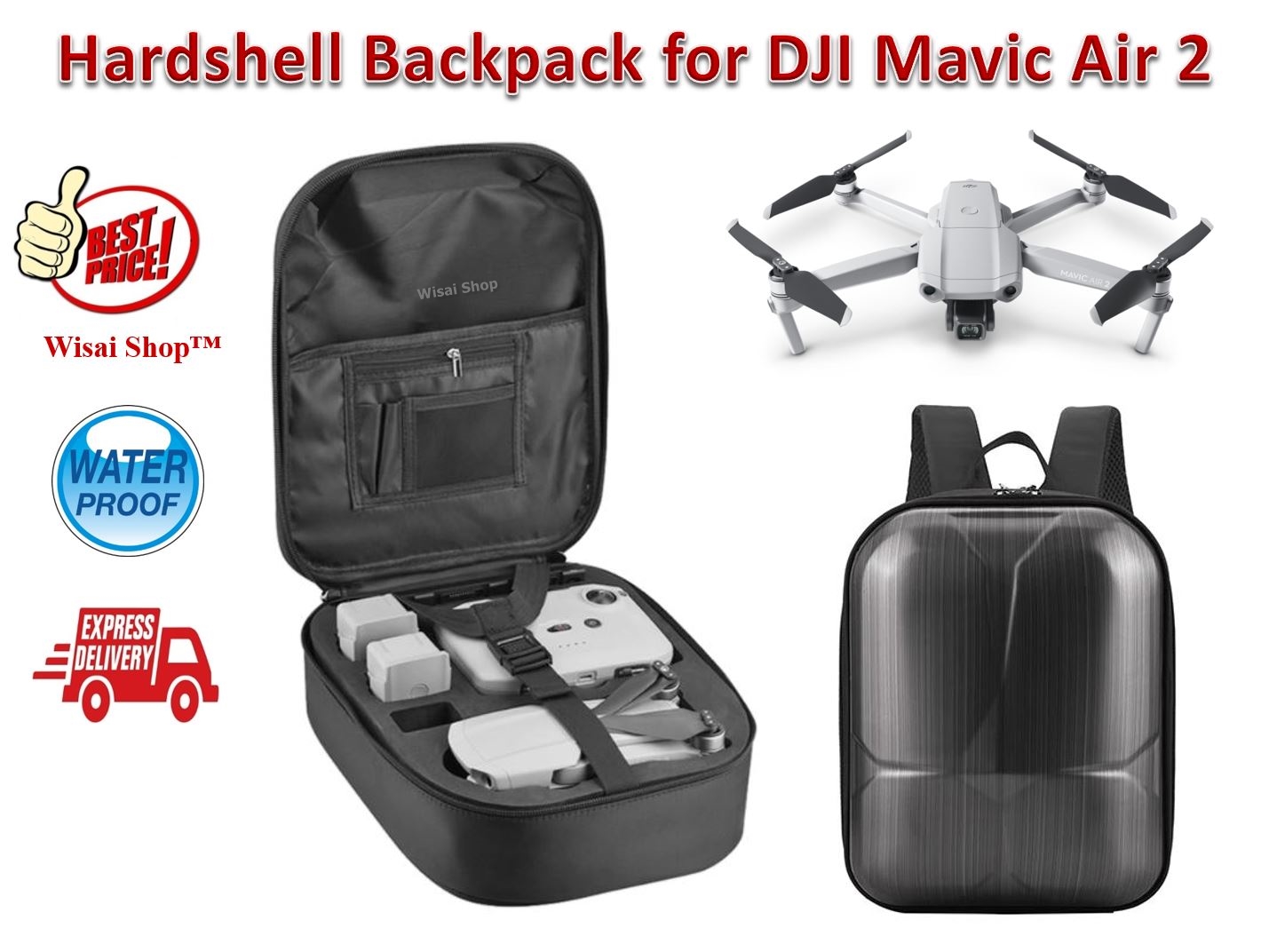 กระเป๋าเป้ Hardshell Backpack / Waterproof Protective Case / Carrying Case สำหรับ DJI Mavic Air 2