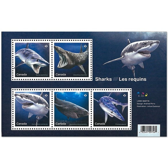 Canada Stamp, 2018 Sharks S/S