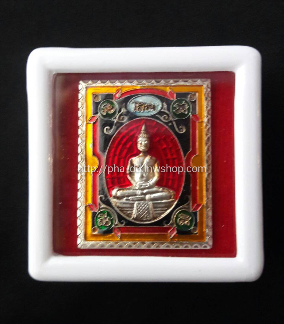 เหรียญแสตมป์เนื้อเงินลงยา 4 สี พิมพ์ใหญ่ หลวงพ่อโสธร ปี 39 รุ่นฉลองอุโบสถหลังใหม่