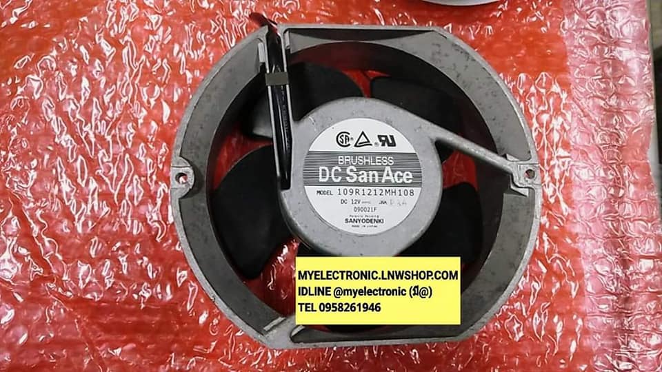ขายพัดลม12VDC2.3Aรุ่น109R1212MH108ชนิดลูกปืนขนาด172×150×50mm.ยี่ห้อSANYODENKIพัดลม6นิ้วกลมตัดราคาตัวละ