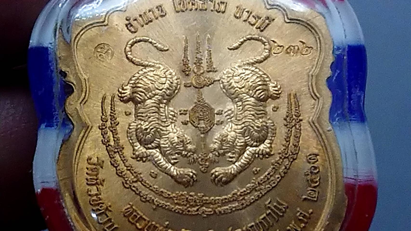 เหรียญเสมาเสือคาบดาบ รุ่น2 เนื้อสัตตะ หน้ากากชนวนรุ้ง หลวงพ่อพัฒน์ วัดห้วยด้วน โคท 232 (SKU-03621)