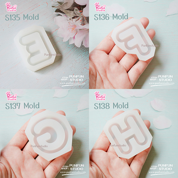 S131-156 Mold Set / Alphabet Shaker Mold / A-Z 26 pieces / Silicone Mold