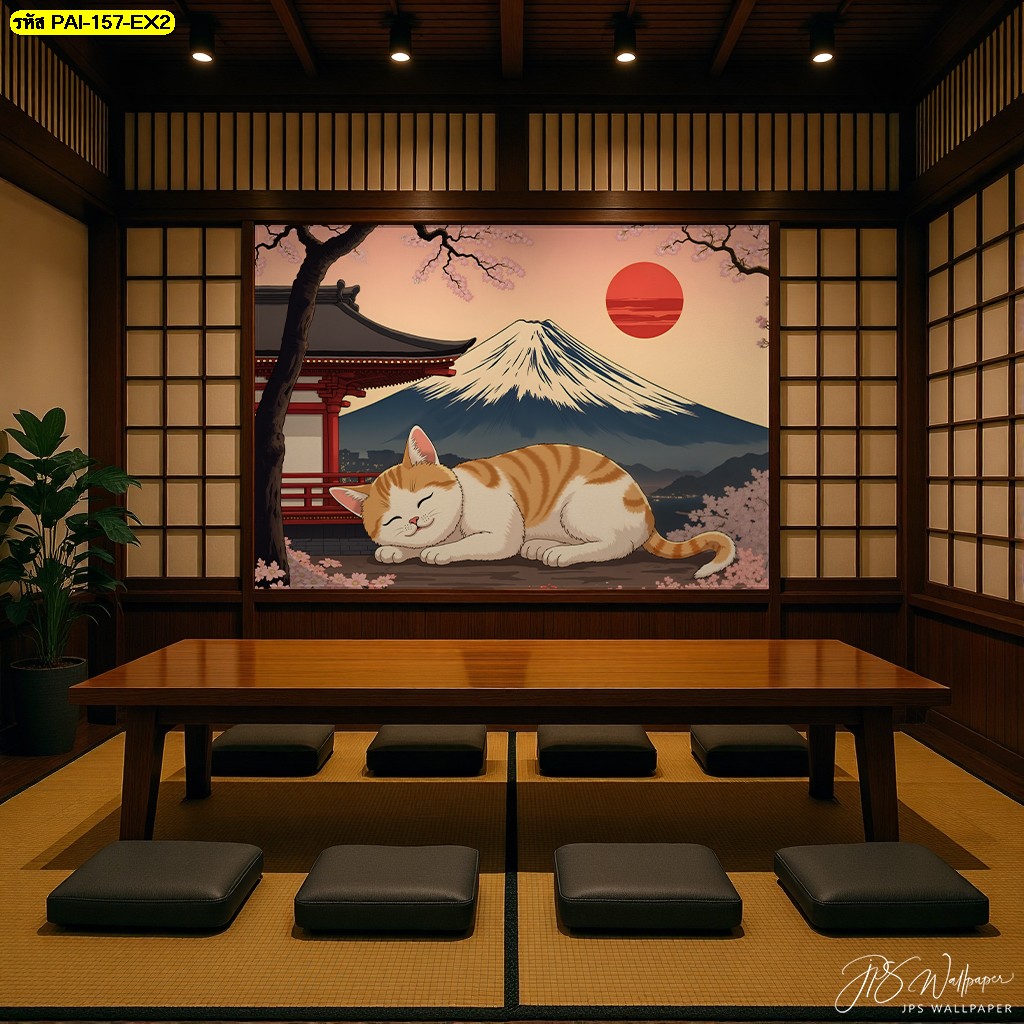 สร้างเอกลักษณ์ร้านอาหาร ด้วยวอลเปเปอร์แมวญี่ปุ่นสดใส