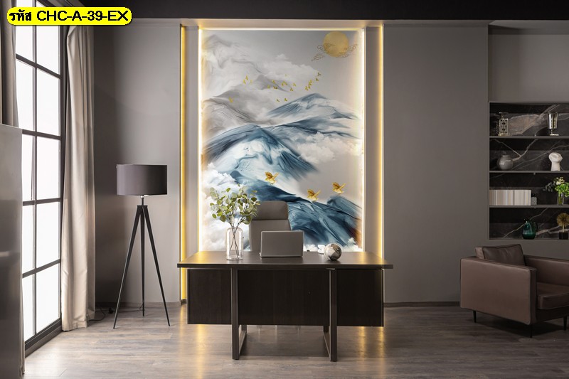 วอลเปเปอร์สั่งผลิต ภาพภูเขาทะเลคลื่นหมอก นำเสนอ ความสง่างามและเป็นศูนย์รวมพลังในห้องทำงาน