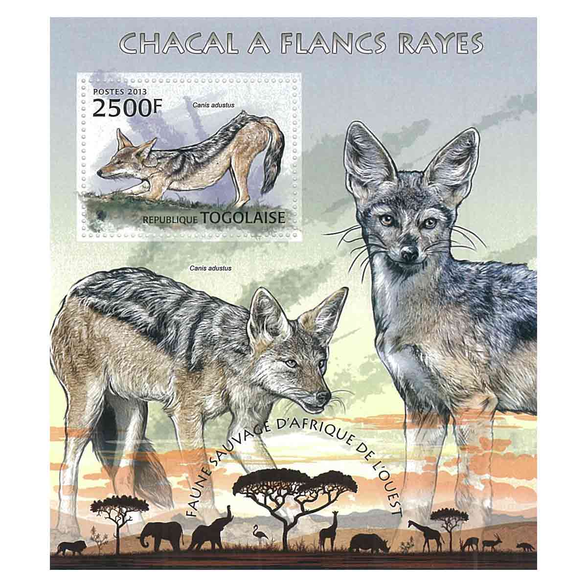 Togo Stamp, 2013 Side-striped Jackal, Wildlife, Animals S/S