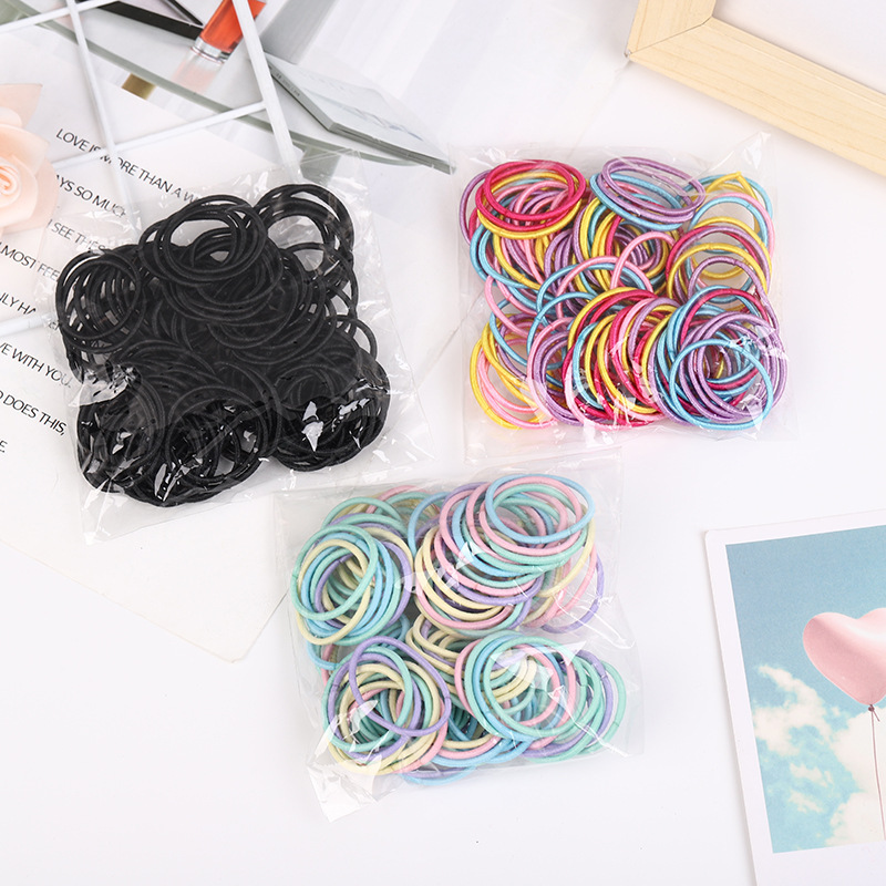 MUISUNGSHOP (100 เส้น) ที่รัดผม ยางรัดผม ยางมัดผม สำหรับเด็ก ขนาด 3 ซม.