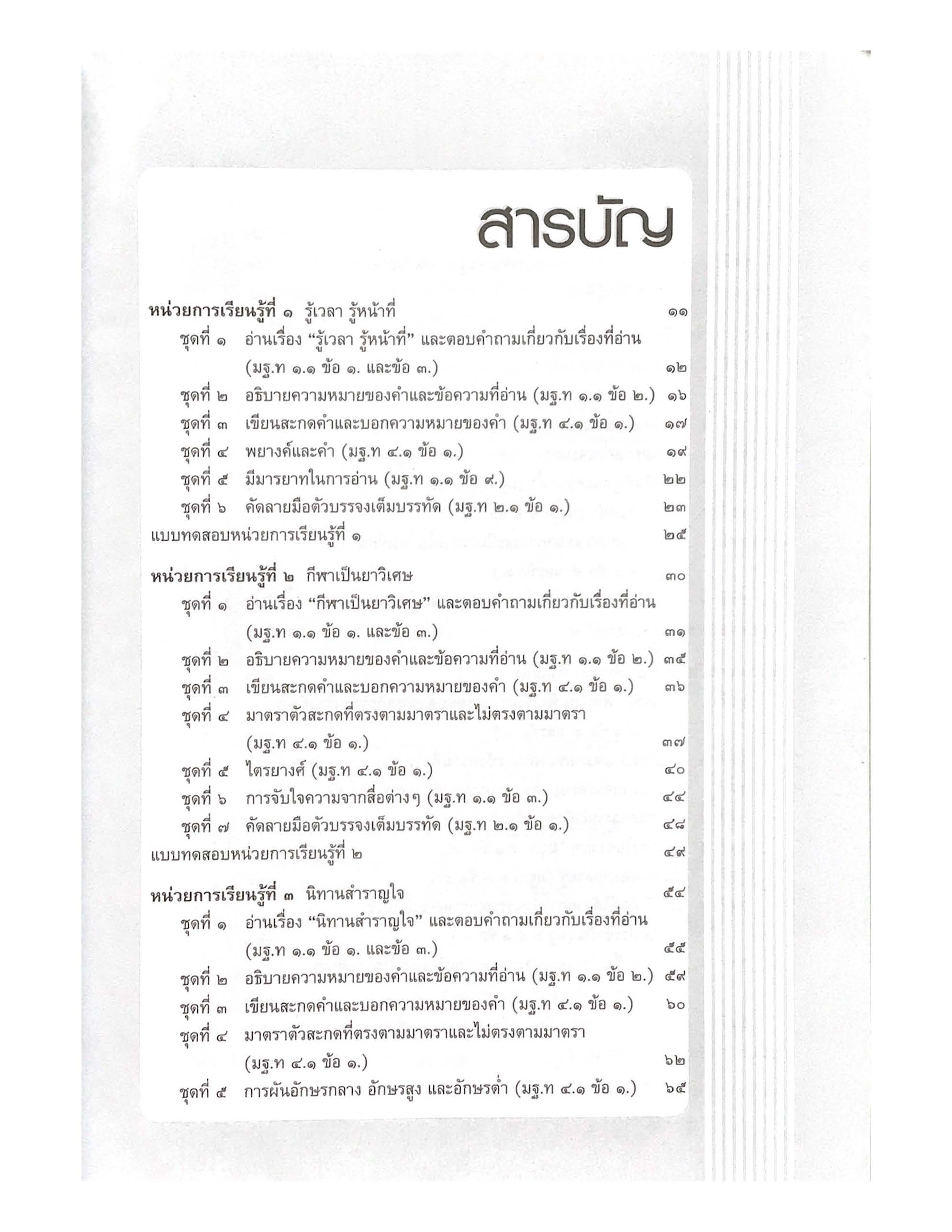 แบบประเมินผลตามตัวชี้วัด ภาษาไทย ป.3 (พ.ศ.2560)