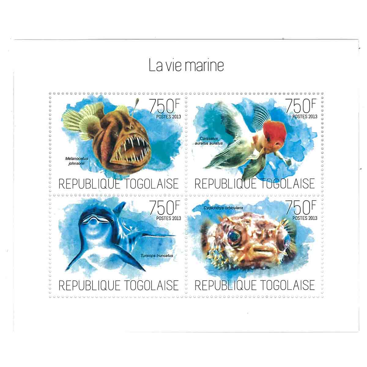 Togo Stamp, 2013 Marine Life, Fishs, Animals