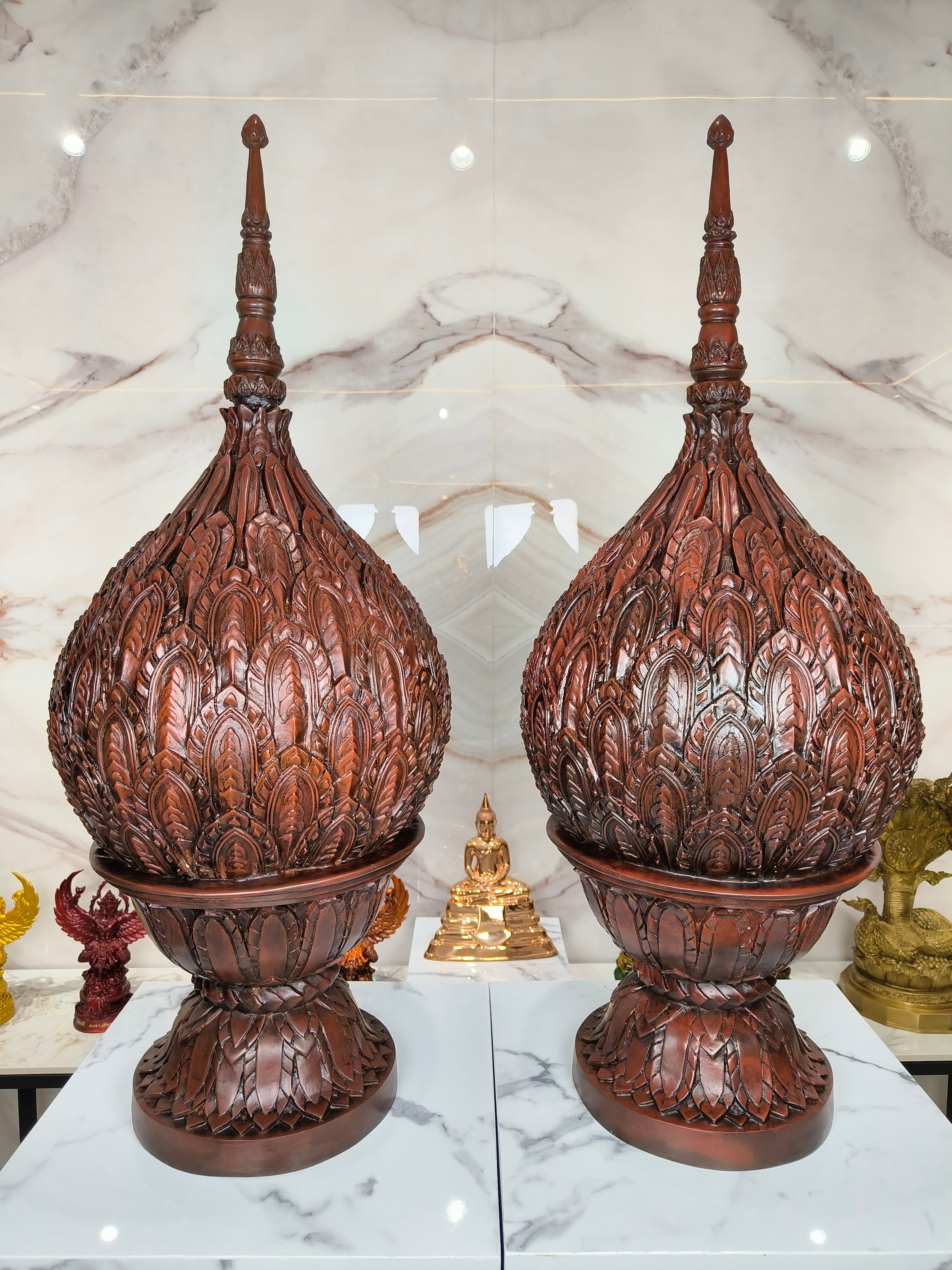 พานพุ่มสักการะ เนื้อสัมฤทธิ์ ขนาดใหญ่ ทำสีพิเศษ