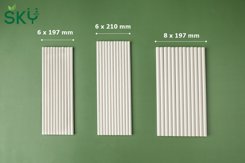 [กล่อง 100ชิ้น] สีขาว หลอดเยื่อกระดาษธรรมชาติ - ชนิดไม่ห่อกระดาษแยกชิ้น