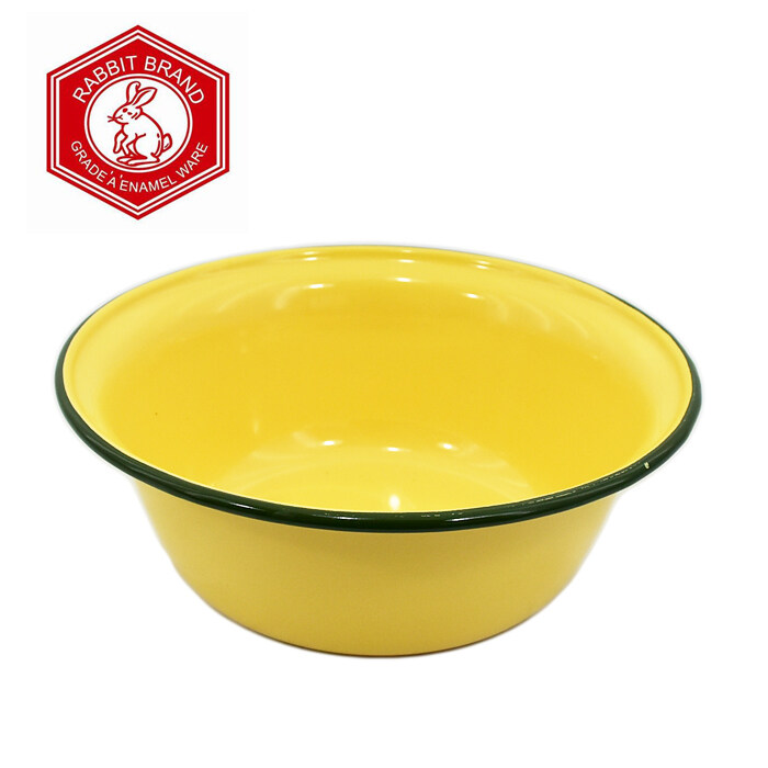 ชามสังกะสีเคลือบ 6 นิ้ว (16ซม.) สีเหลือง กระต่าย /ยกโหล 12 ใบ