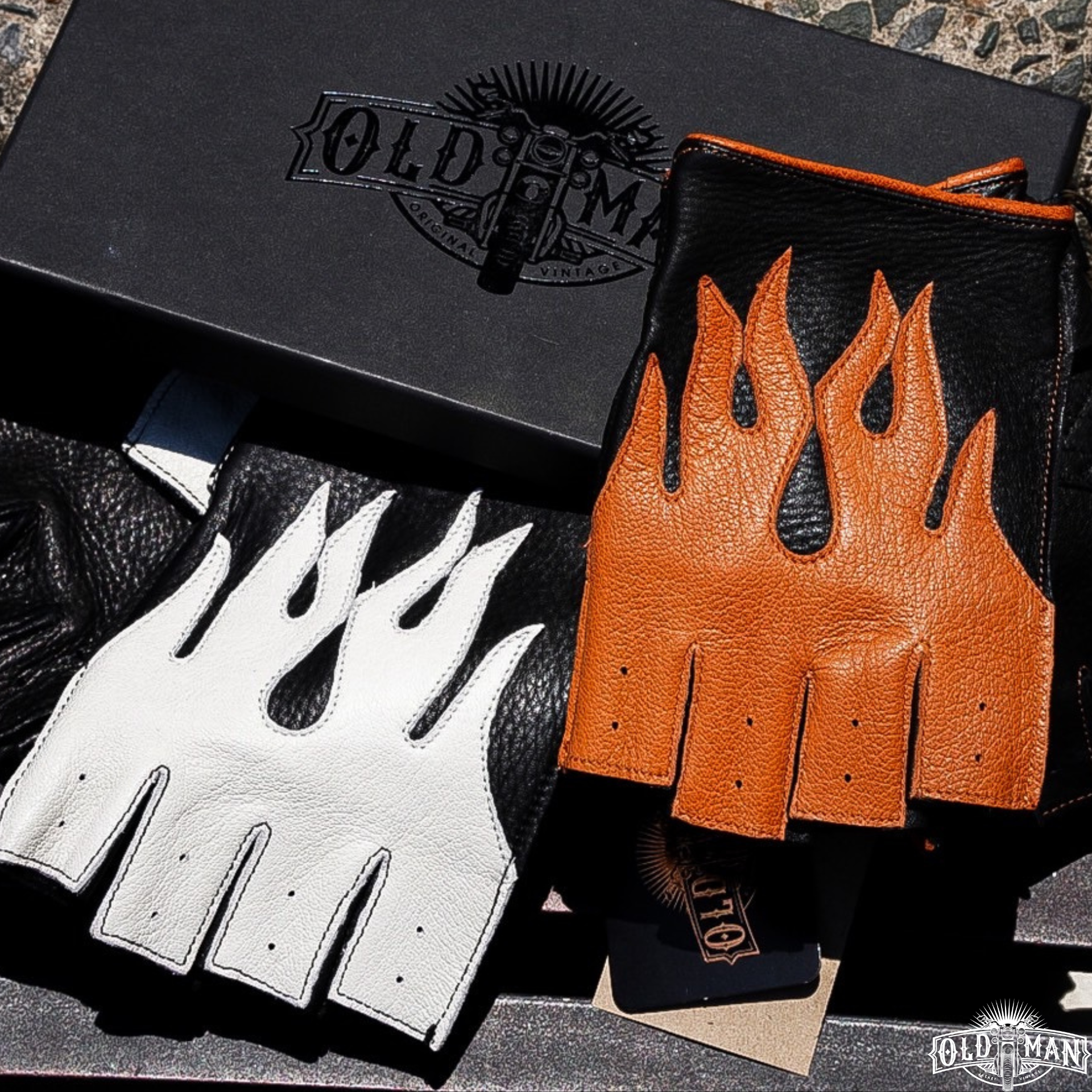 Hellway Glove ครึ่งนิ้วหนังกวางแท้ สีส่ม-ดำ (กรุณาสอบถามไซส์ก่อนสั่งซื้อ)