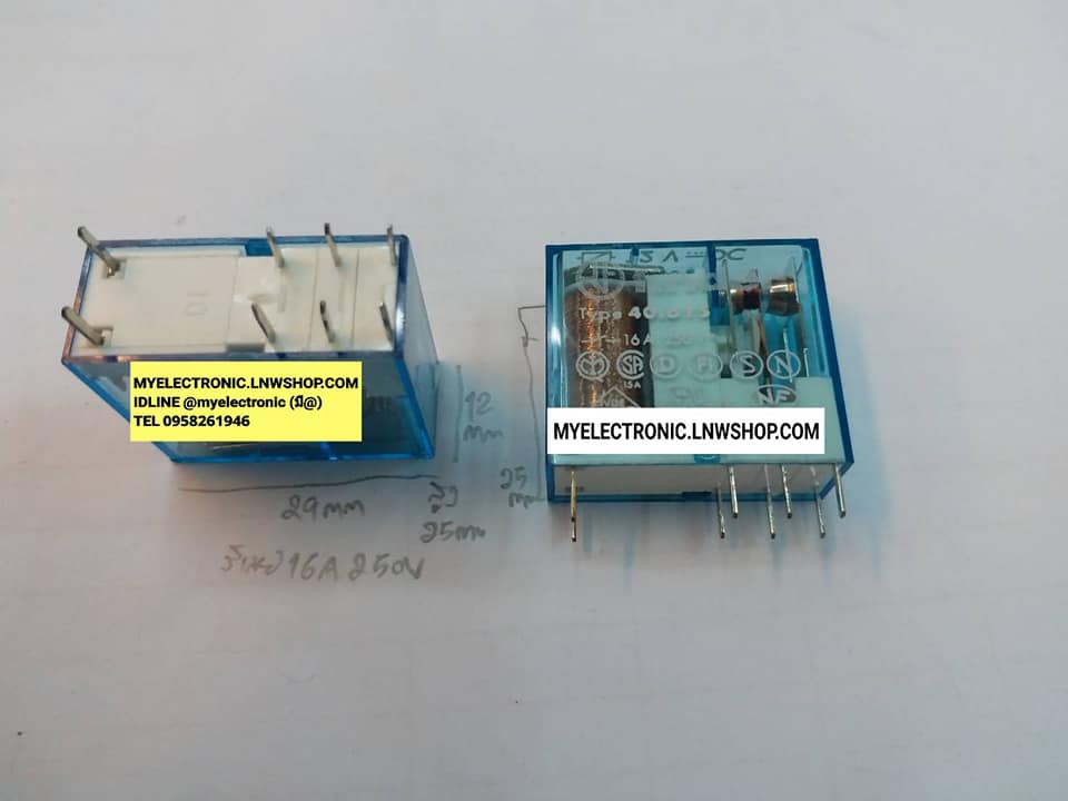 ขาย รีเลย์12VDC16A250V 8ขา 1คอนแทรก คอยล์12VDC คอนแทรค16A250Vรุ่น40.61 ยี่ห้อFINDER ราคา ตัวละ . . . หน่วย บาท