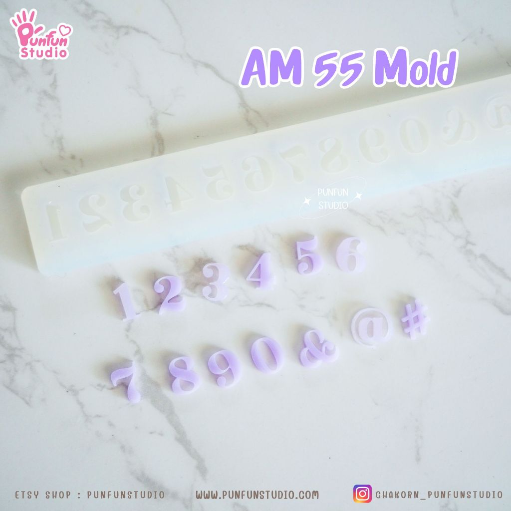 แม่พิมพ์ตัวอักษร AM 53-55 Mold / Height 1.1-1.5 cm หนา 2 mm / แม่พิมพ์ซิลิโคน