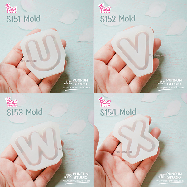 S131-156 Mold Set / Alphabet Shaker Mold / A-Z 26 pieces / Silicone Mold