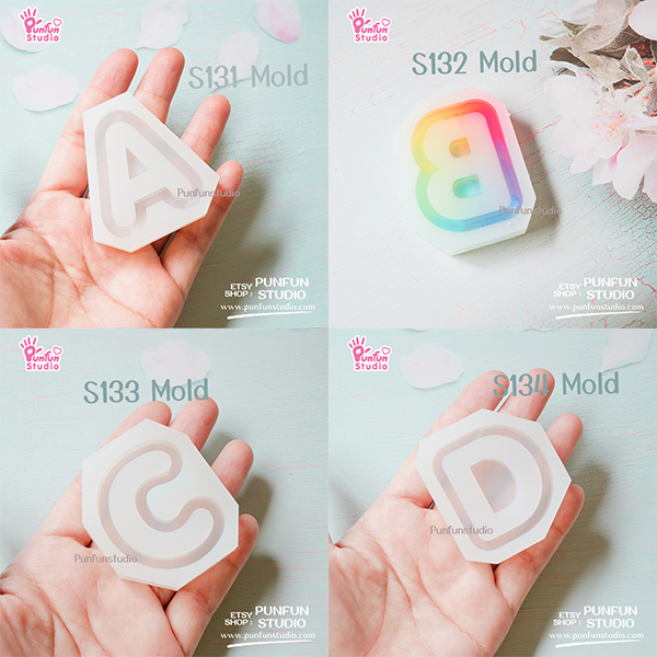 S131-156 Mold Set / Alphabet Shaker Mold / A-Z 26 pieces / Silicone Mold