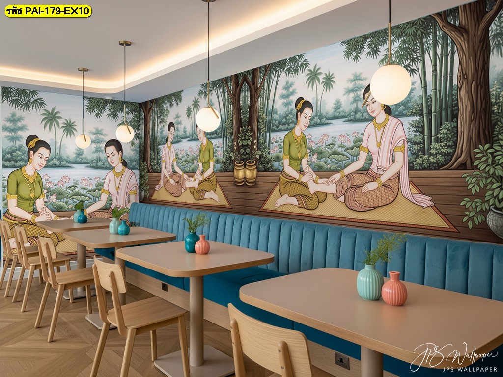 เติมเสน่ห์ไทยให้ร้านอาหาร ด้วยวอลเปเปอร์ลายไทยหรูหรา (
