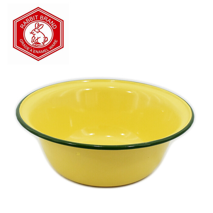 ชามสังกะสีเคลือบ 7 นิ้ว (18ซม.) สีเหลือง กระต่าย /ยกโหล 12 ใบ