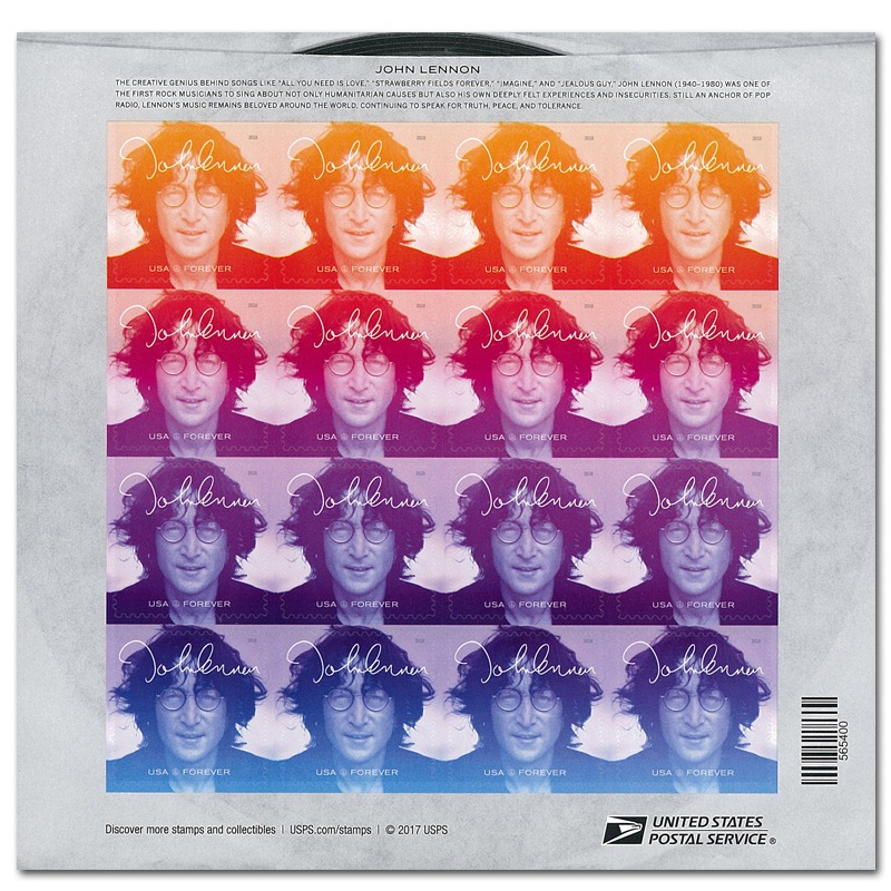 USA Stamp, 2018 John Lennon S/S
