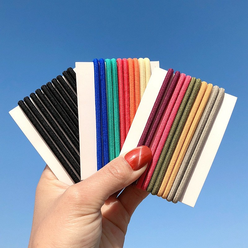 MUISUNGSHOP ยางรัดผมอย่างดี สไตล์เกาหลี super elastic เส้นใหญ่ ไม่ขาดง่าย 10ชิ้น / 5 สี