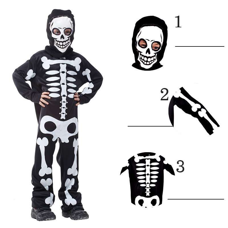 7C233 ชุดเด็ก ชุดโครงกระดูก ชุดกระดูก ชุดฮาโลวีน Children Skeleton Bone Halloween Costumes