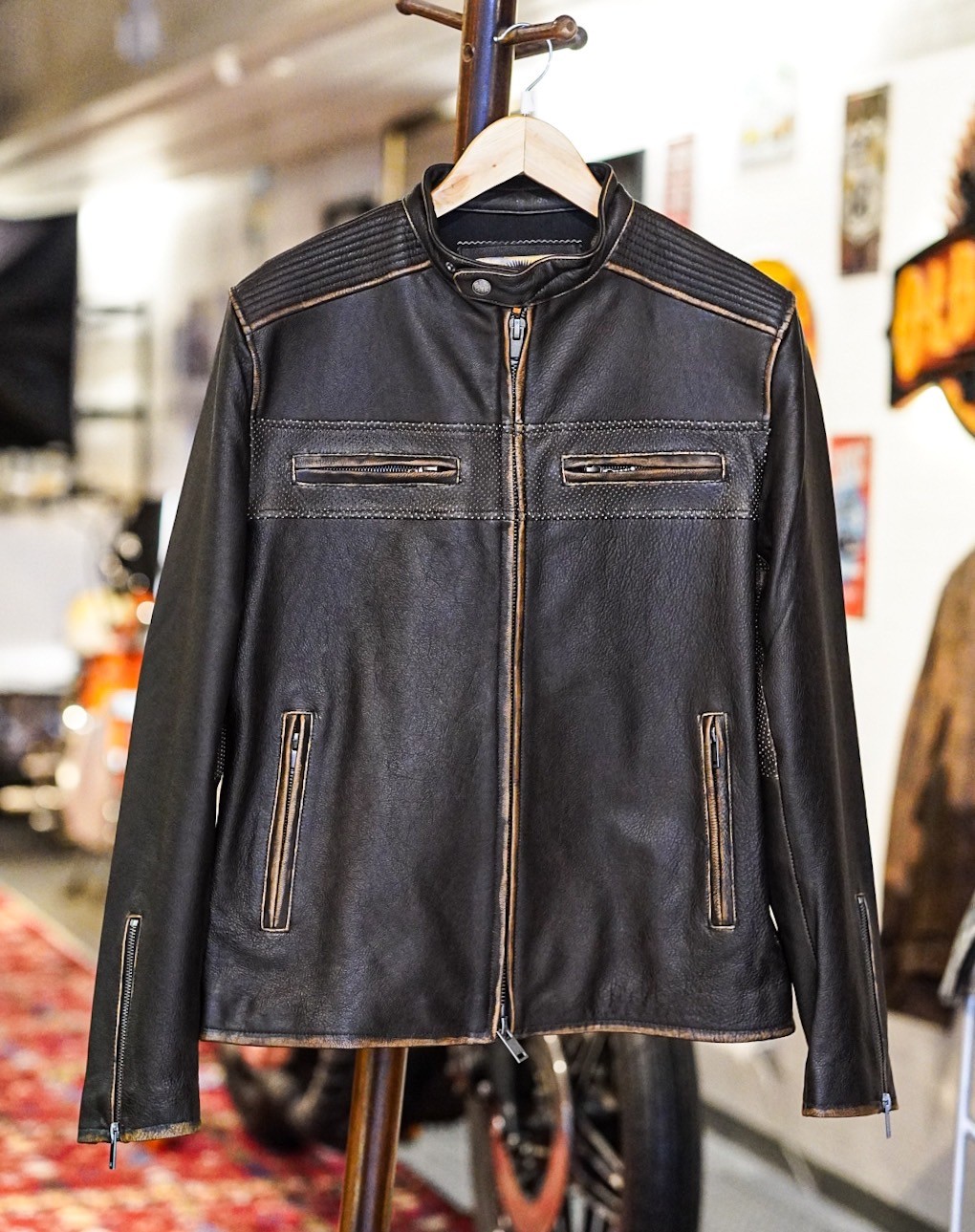 เสื้อหนังแท้ Caveman 802SC มีการ์ด (กรุณาสอบถามไซส์ก่อนสั่งซื้อ)